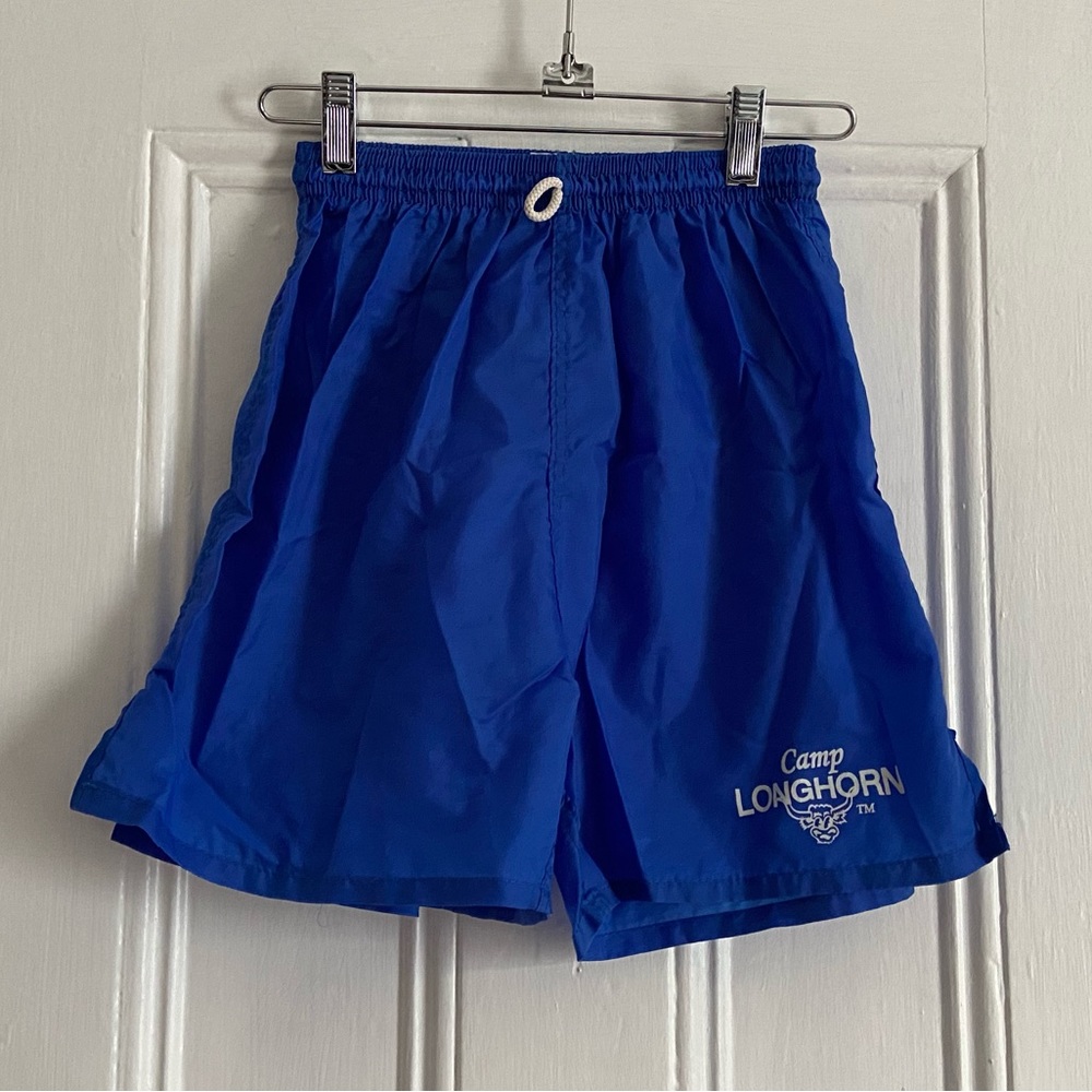 Lightweight Blue Athletic Shorts w/ Camp Longhorn Logo
